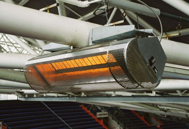 Infrared gas heaters are used in football stadiums.