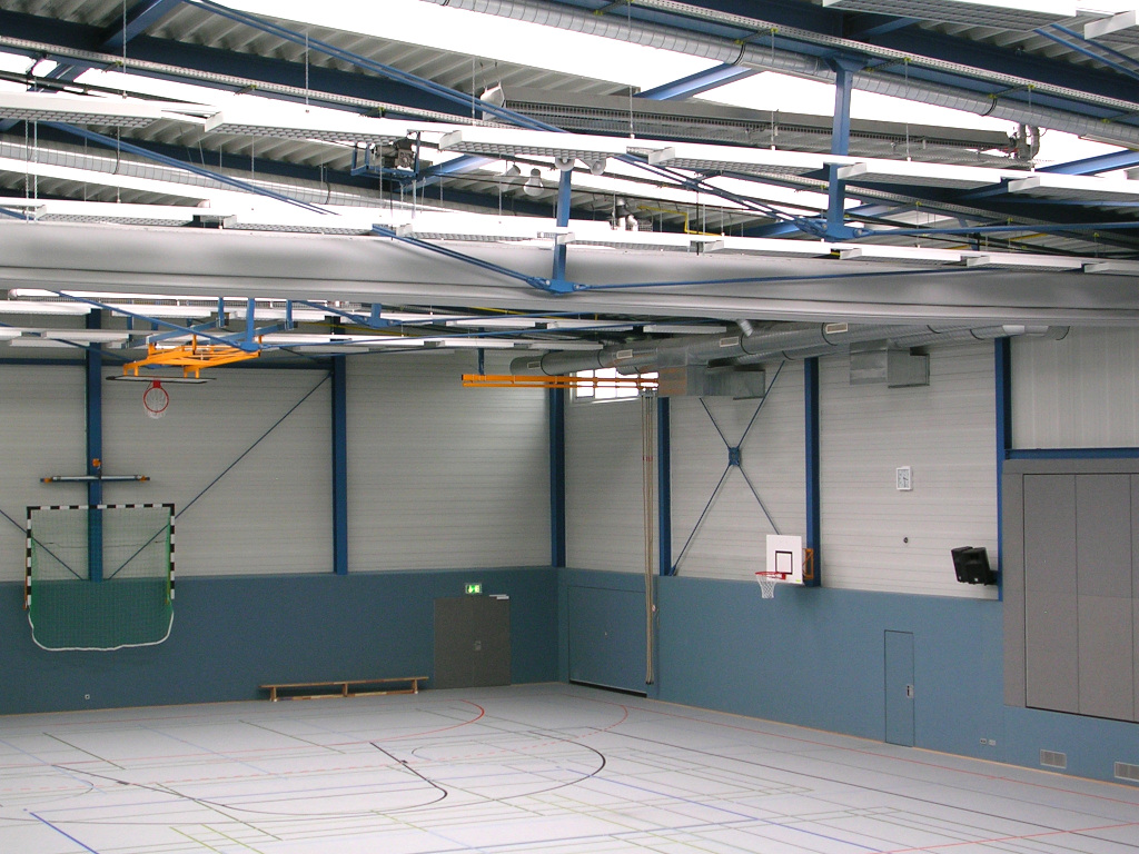 Heating systems for sport halls and football stadiums.