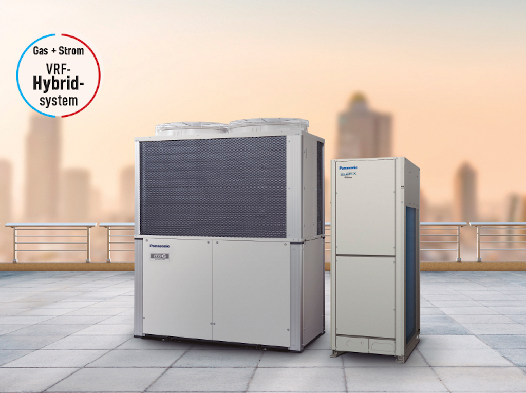 A hybrid heat pump can be used as heating and cooling system for industrial buildings.